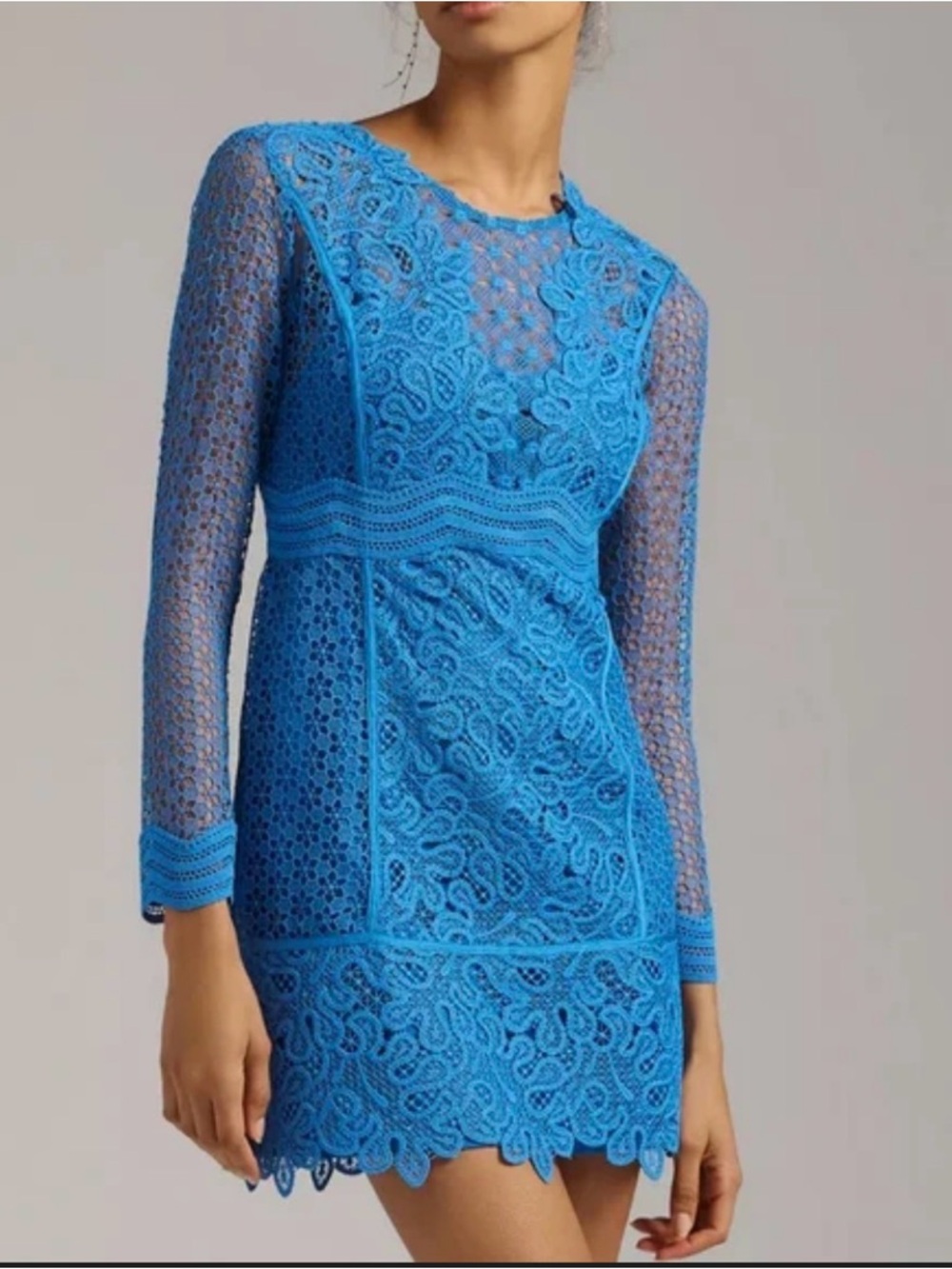 Anthropologie Vibrant Blue Lace Mini Dress